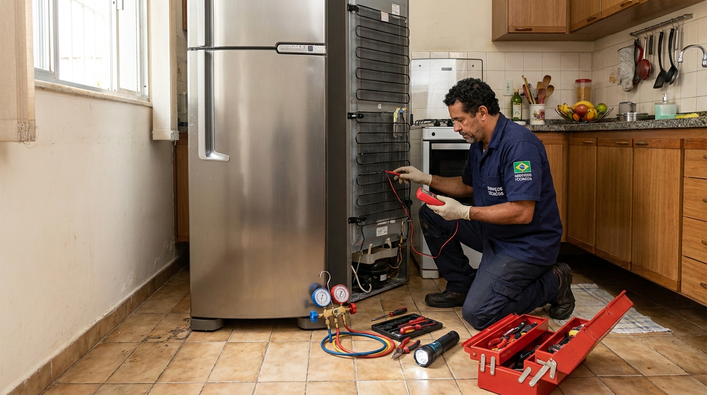 Técnico de conserto de geladeira em residência em Natal‑RN